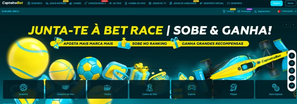 Plataforma Captains Bet Portugal com casino e apostas desportivas